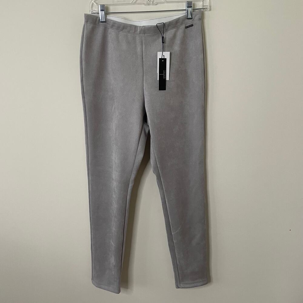 T Tahari Gray Faux Leather Leggings NWT Sz M